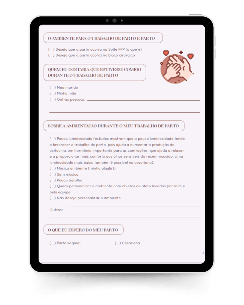 plano de parto tablet